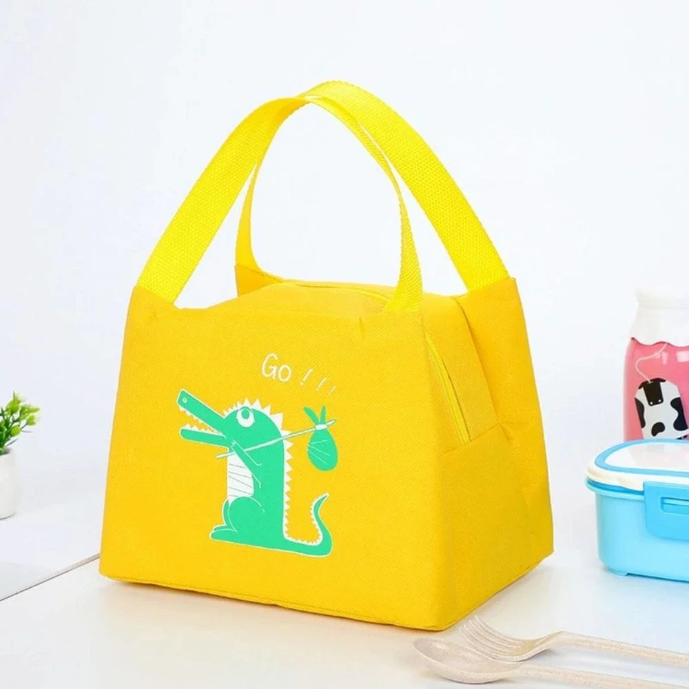 Yellow‎ Insulated Oxford Lunch Tote with Dark Green Crocodile